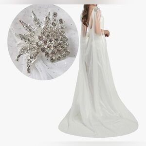 Elegant White Cape with Silver Brooch